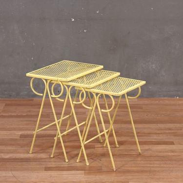 Trio of Industrial Canary Nesting Tables