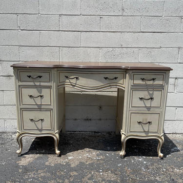 Antique Desk French Provincial Drexel Queen Anne Writing Regency White Gold Vanity Shabby Chic Makeup Table Laptop Stand CUSTOM PAINT AVAIL 