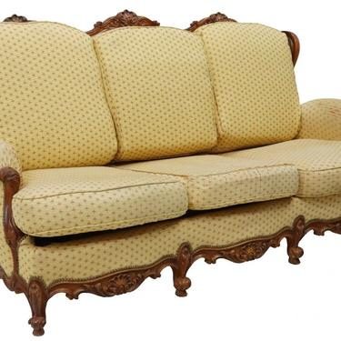 Sleeper Sofa, Louis XV Style Wingback, Tack Trim, Cabriole Legs, Whorl Feet 1900's