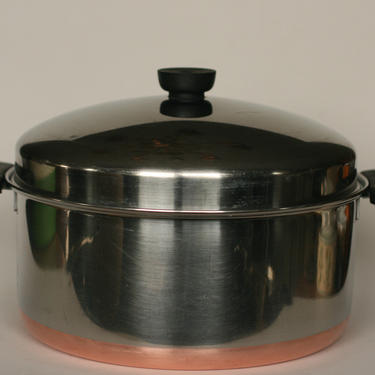 vintage revere ware 6 quart stock pot/double ring mark/copper clad bottom 
