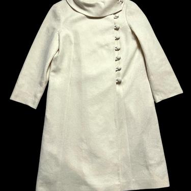 Vintage 1950s Women's Wool Overcoat / Trench Coat ~ size S to M ~ Jacket / Swing ~ 50s ~ 