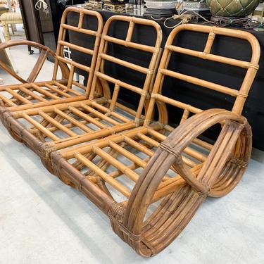 Rattan Pretzel Couch in Paul Frankl Style