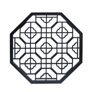Chinese Black Octagonal Flower Geometric Pattern Wall Panel cs5879E 