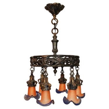 Beautiful French 1920's Cast Iron Chandelier