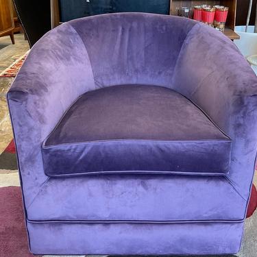 Vintage Lilac Velvet Barrel Chair on Casters