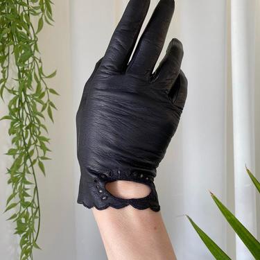 50s Embroidered Cut-Out Leather Gloves