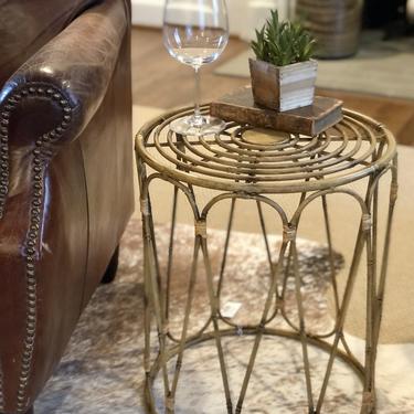 Faux Bamboo Metal End Table