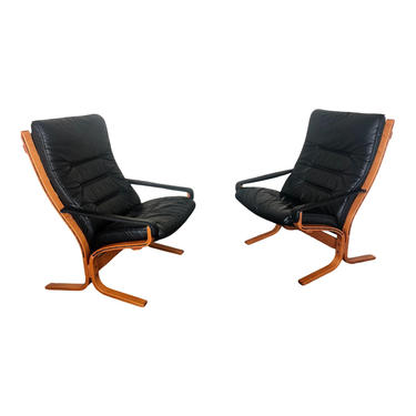 Pair Of Ingmar Relling Siesta Chairs with Arms Armrests High Back By Ekornes 