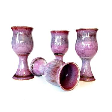 Vintage Pottery Wine Glasses / Goblets 