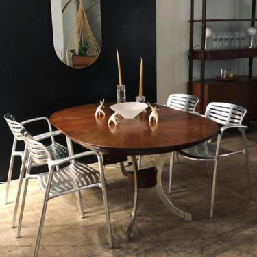 Chrome &amp; Oak Extendable Dining Table