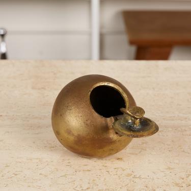 Patinated Bronze Spherical Ashtray with Flip-Top Lid
