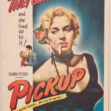 Original 1950s Movie Poster PICKUP &amp;quot;They Gave Her a Bad Name&amp;quot; 1951 Movie Poster One Sheet Foam Backed Juvenile Delinquent Movie Bad Girl 