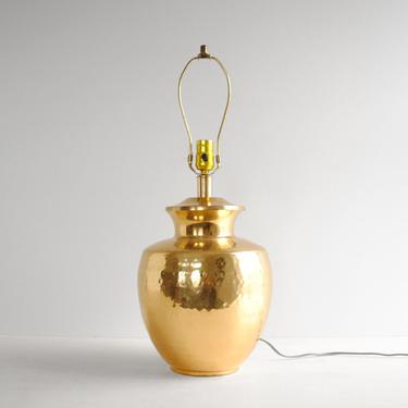 Vintage Hammered Brass Table Lamp, Gold Metal Lamp 