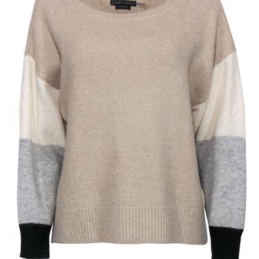 Alice & Olivia - Beige, Cream & Grey Colorblock Wool Blend Sweater Sz XS