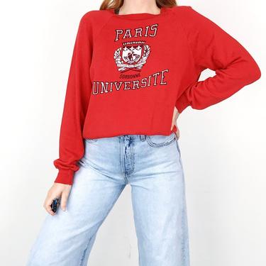 70's Paris Universite Sorbonne Raglan Pullover Sweatshirt 