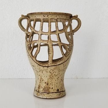 Vintage Signed Sculptural Art Pottery Vase 