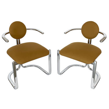 Pair Gastone Rinaldi Chrome Chairs