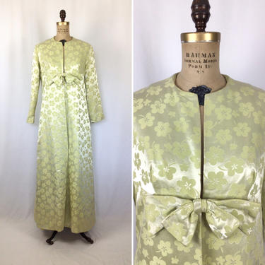 Vintage 60s coat | Vintage citrus floral brocade coat | 1960s flower print spring opera coat 