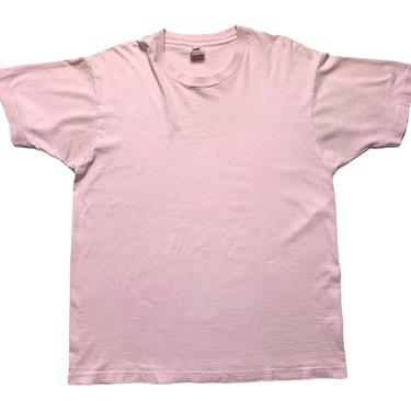 Vintage 1980s Fruit of the Loom Faded Pink T-Shirt ~ Fits L to XL ~ Soft / Thin / Worn-In ~ 80s Basic / Blank Tee ~ 