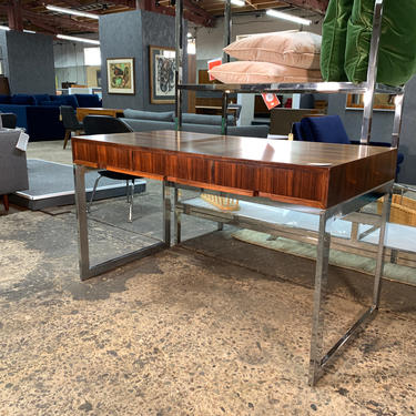 Rosewood + chrome desk with chair