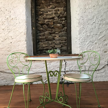 Mid century patio set wrought iron cafe table and chairs mid century garden set 