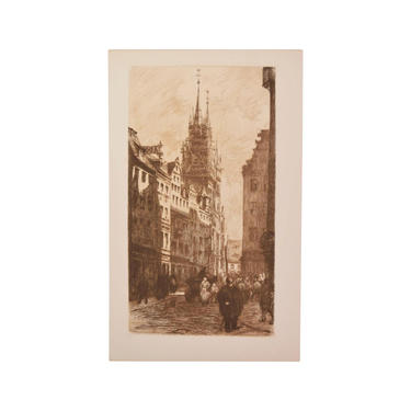 Frank Milton Armington - A Street in Nuremberg 1912 Etching Gazette des Beaux Arts 