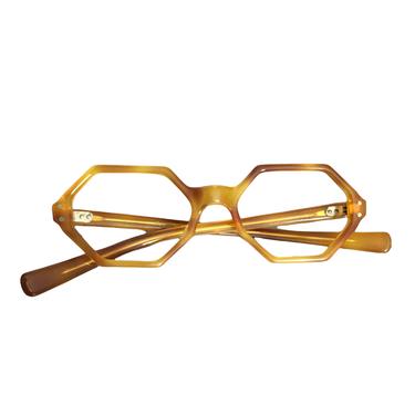 1960s Hexagon Shaped Butterscotch Glasses Frames Made in France 
