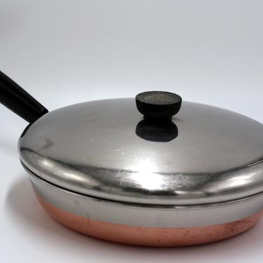 vintage revere ware 10&quot; frying pan or skillet/made in clinton illinois 1983/copper clad bottom 