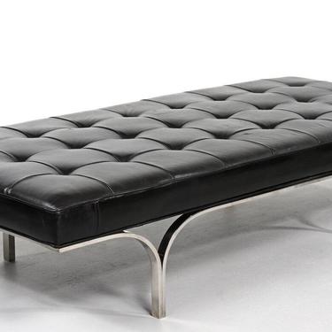Tufted Leather Bench by Erwin and Estelle Laverne 1960s 