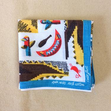 Vintage 1960s Native Americans First Nations Style Selvedge Bandana 