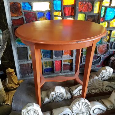 Boho Orange Painted Oval Table 26 x 30 x 18