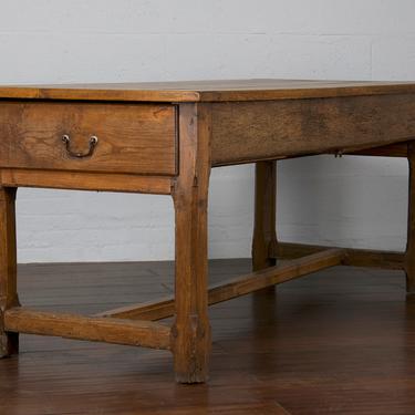 19th Century French Provincial Oak Farmhouse Trestle Dining Table 