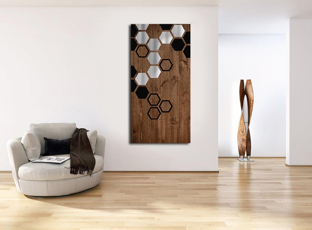 Wood Wall Art, Metal Art, Modern Geometric Painting, Wall