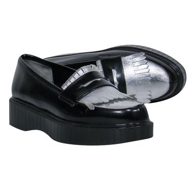 Robert Clergerie - Black & Silver Leather Platform Loafers Sz 9