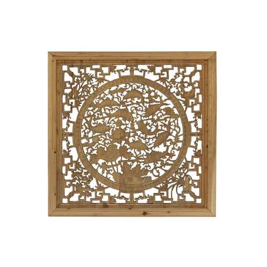 Chinese Square Flower Fishes Wooden Wall Plaque Panel cs4287E 