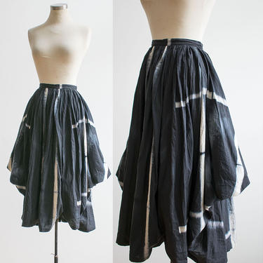 Vintage Comme Des Garcons Skirt / Vintage 1980s Skirt / Designer Skirt / Hand Dyed Designer Skirt / Draped Avant Garde Skirt / Bubble Skirt 