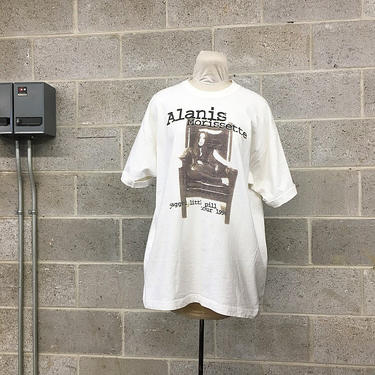 Vintage Alanis Morissette 1996 T-Shirt Retro Unisex Size XL Jagged Little Pill Can't Not US Tour White Cotton Graphic Band Tee Tour Shirt 