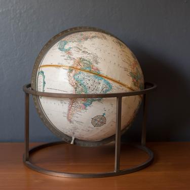 Vintage Brass Desktop Repogle Globe Stand 