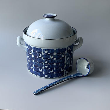 Royal Copenhagen Soup Tureen Punch Bowl with Ladle Tenera Series Vintage Mid Century Modern 