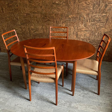 Danish Teak Table & Set of Four Niels Moller Chairs