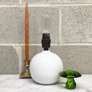 Vintage Table Lamp 1980s Contemporary Style + White + Round + Ceramic + Table Lamp + Mood Lighting + Home and Table Decor 
