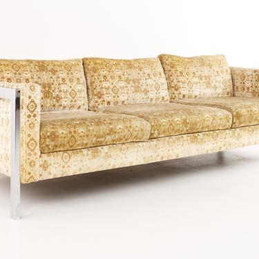 Milo Baughman Style Mid Century Chrome Sofa - mcm 