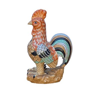 Multi - Color Glaze Ceramic Rooster Fengshui Deco Figure ws1612E 