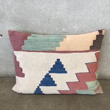 Vintage Turkish Wool Kilim Geometric Pillow