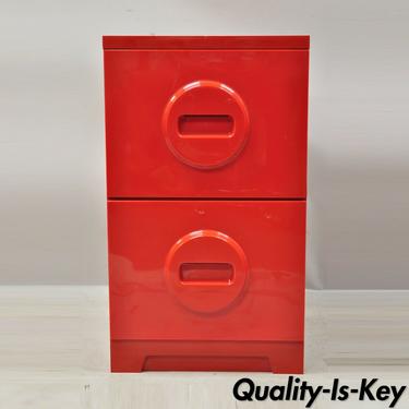Mid Century Modern Akro-Mils Red "Lego" Molded Plastic Home Office File Cabinet