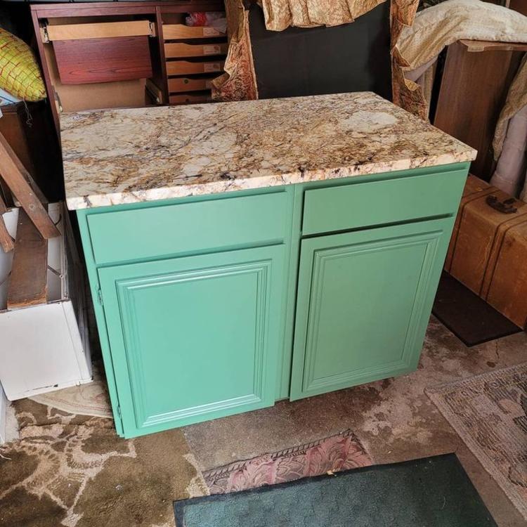 Granite Counter Top Kitchen Cabinet. 43x25x36" tall