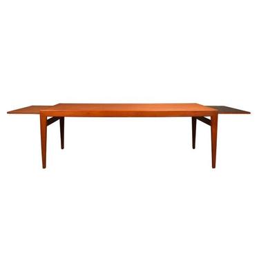 Vintage Mid Century Danish Modern Teak Coffee Table With Pull Out Trays. 