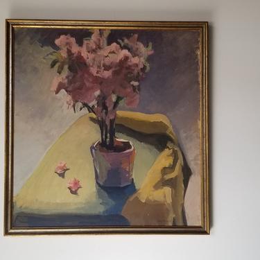 1960's Vintage Laly Gullantz Expressionist Abstract Still Life Oil Painting , Framed 