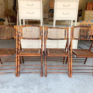 Set of Four Bamboo Folding Chairs