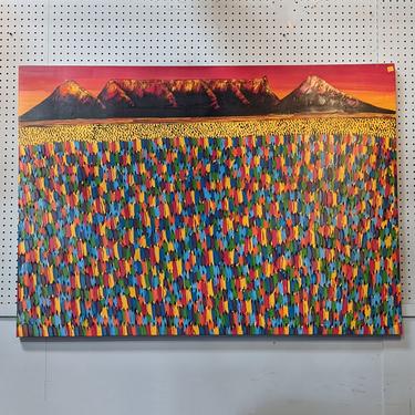 Colorful Mountain and Crowd Painting